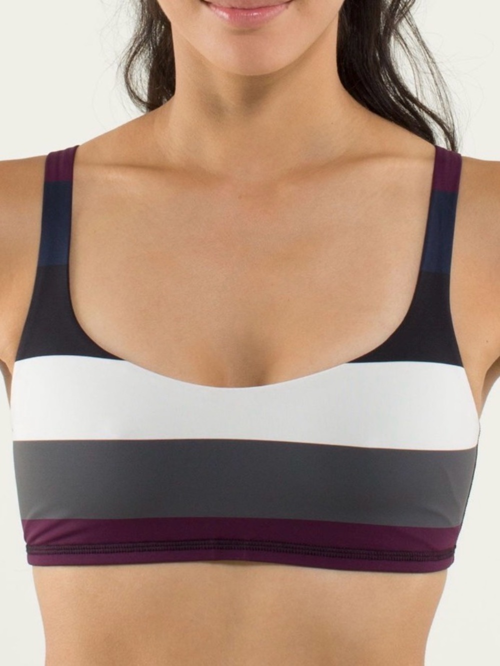 Lululemon Free To Be Bra Pow Stripe Plum Angel Wing Strappy Yoga Top 4